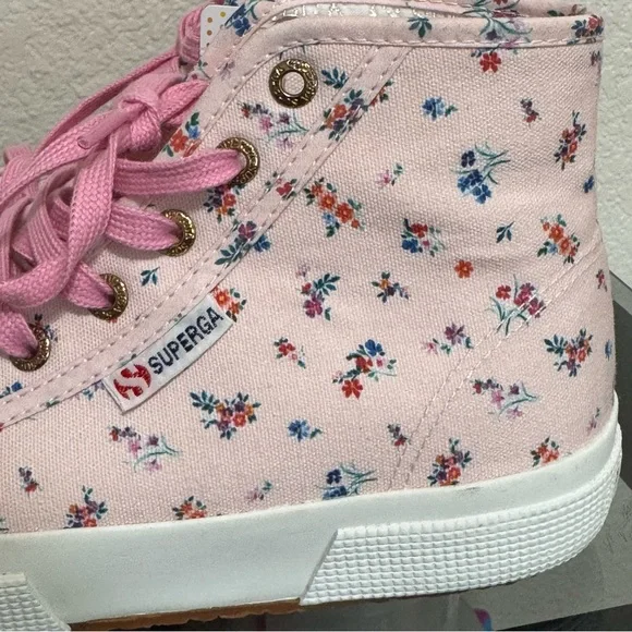 Superga woman' Pink Floral High-Top Sneakers new - Picture 5 of 7